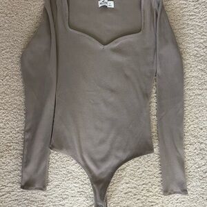 Hollister Taupe Long Sleeve Bodysuit